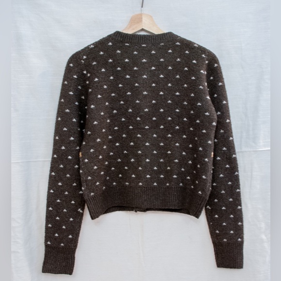 Freshman 1996 EUC Cottagecore Brown Goose Pattern Cardigan Sweater - Picture 2 of 2